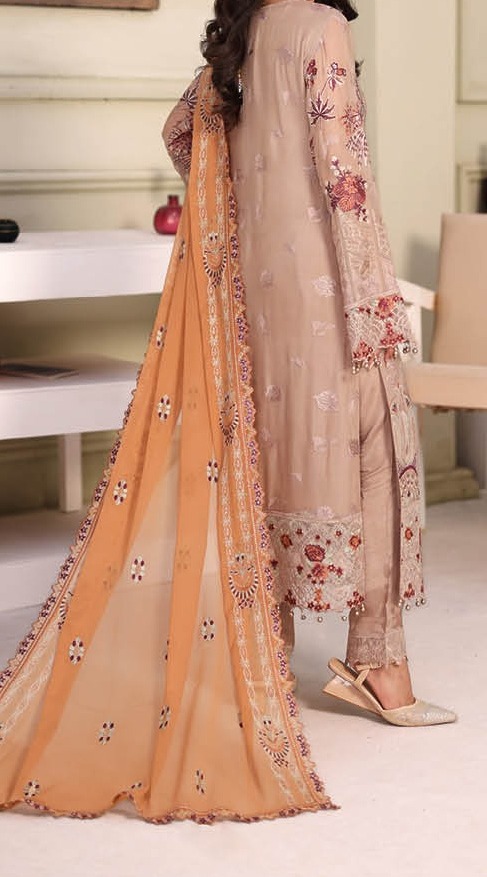 Ramsha Chiffon Suit — Burnt Orange — Zaytoon Party Wear
